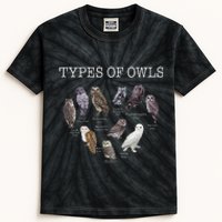 Types Of Owls Educational Cute Owl Lover Kids Tie-Dye T-Shirt