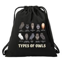 Types Of Owls Funny For Owl Lover Trending Gift Idea Drawstring Bag