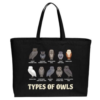 Types Of Owls Funny For Owl Lover Trending Gift Idea Cotton Canvas Jumbo Tote