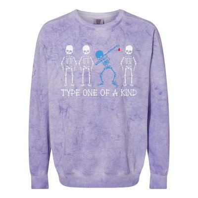 Type One Of A Kind Type 1 Diabetes Awareness Skeleton Colorblast Crewneck Sweatshirt