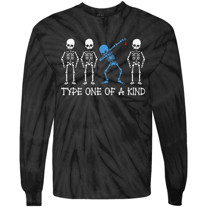 Type One Of A Kind Type 1 Diabetes Awareness Skeleton Tie-Dye Long Sleeve Shirt