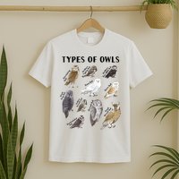 Types Of Owls Educational Collection Cute Owl Lover T-Shirt