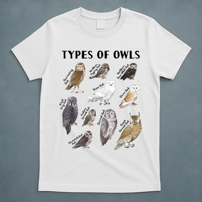 Types Of Owls Educational Collection Cute Owl Lover T-Shirt