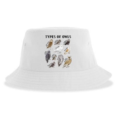 Types Of Owls Educational Collection Cute Owl Lover Sustainable Bucket Hat