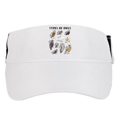 Types Of Owls Educational Collection Cute Owl Lover Adult Drive Performance Visor