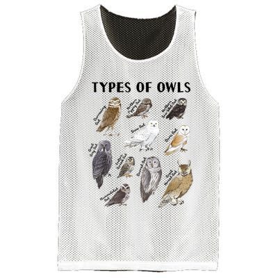 Types Of Owls Educational Collection Cute Owl Lover Mesh Reversible Basketball Jersey Tank