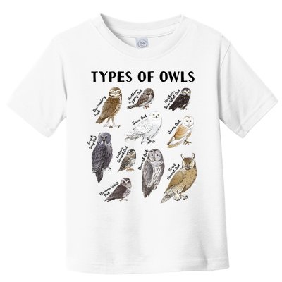 Types Of Owls Educational Collection Cute Owl Lover Toddler T-Shirt