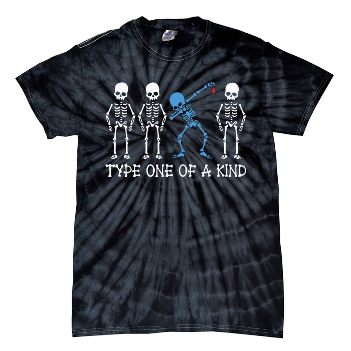 Type One Of A Kind Type 1 Diabetes Awareness Skeleton Tie-Dye T-Shirt