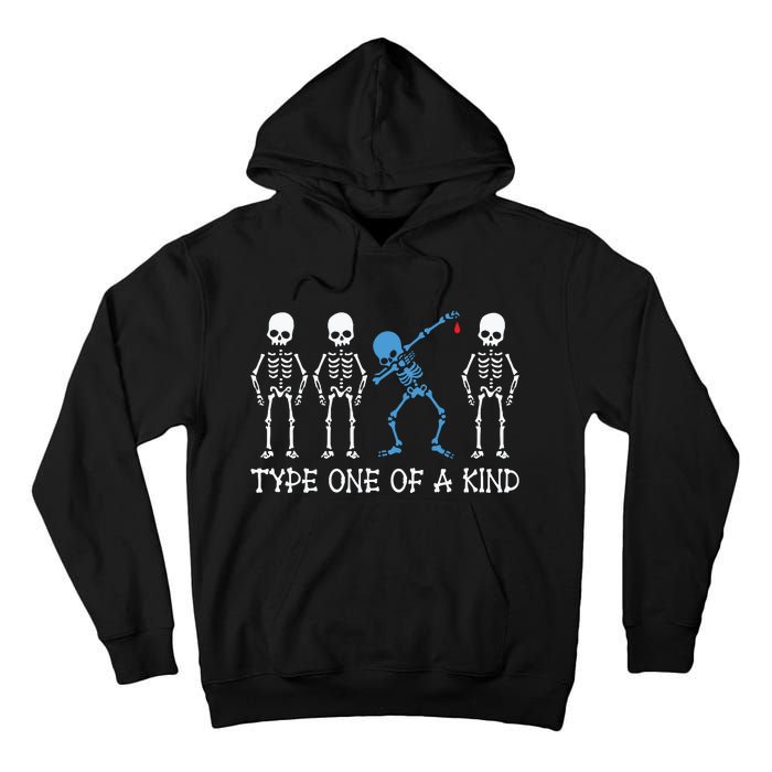 Type One Of A Kind Type 1 Diabetes Awareness Skeleton Tall Hoodie