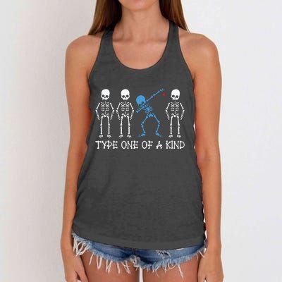 Type One Of A Kind Type 1 Diabetes Awareness Skeleton Women's Knotted Racerback Tank