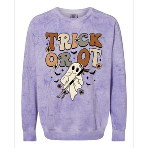 Trick Or Ot Occupational Therapy Halloween Ghost Colorblast Crewneck Sweatshirt