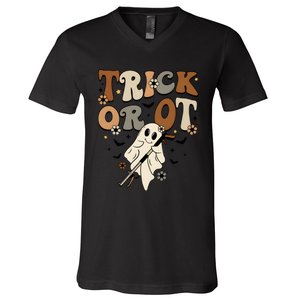 Trick Or Ot Occupational Therapy Halloween Ghost V-Neck T-Shirt