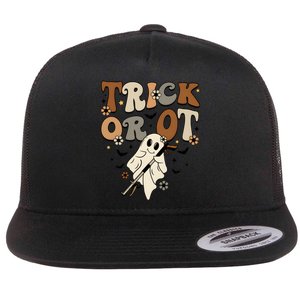 Trick Or Ot Occupational Therapy Halloween Ghost Flat Bill Trucker Hat