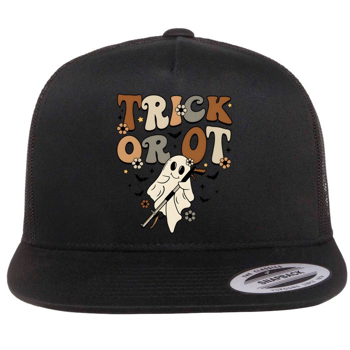 Trick Or Ot Occupational Therapy Halloween Ghost Flat Bill Trucker Hat