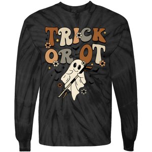 Trick Or Ot Occupational Therapy Halloween Ghost Tie-Dye Long Sleeve Shirt