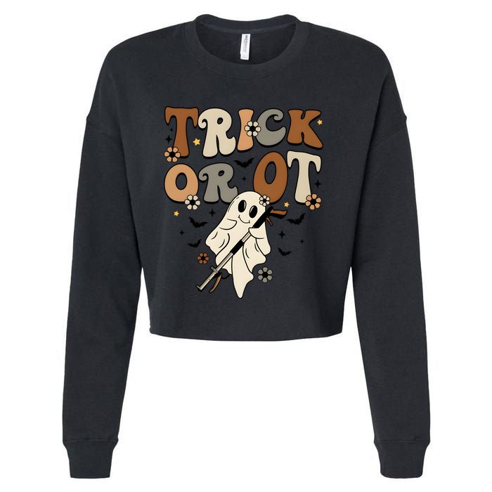 Trick Or Ot Occupational Therapy Halloween Ghost Cropped Pullover Crew