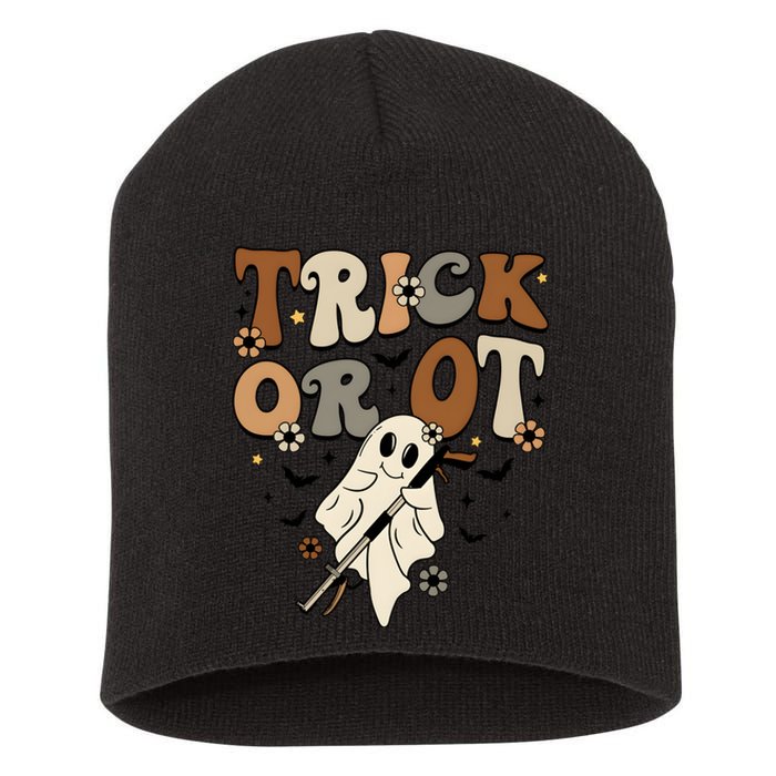 Trick Or Ot Occupational Therapy Halloween Ghost Short Acrylic Beanie