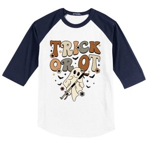 Trick Or Ot Occupational Therapy Halloween Ghost Baseball Sleeve Shirt