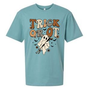 Trick Or Ot Occupational Therapy Halloween Ghost Sueded Cloud Jersey T-Shirt