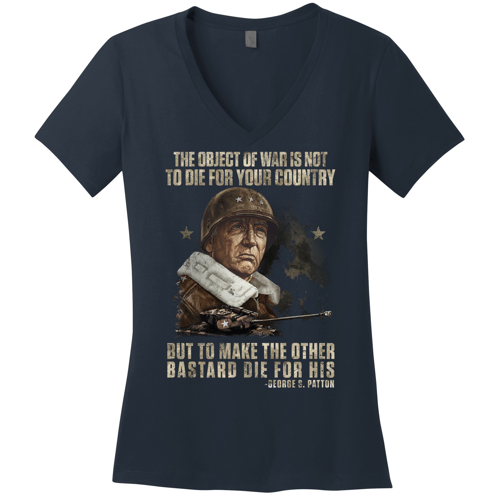 George S Patton Women's V-Neck T-Shirt