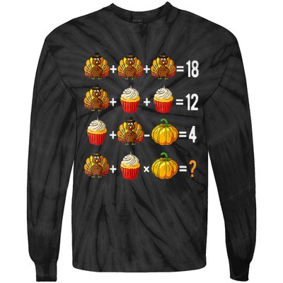 Thanksgiving Order Of Operations Quiz Math Teacher Turkey Tie-Dye Long Sleeve Shirt