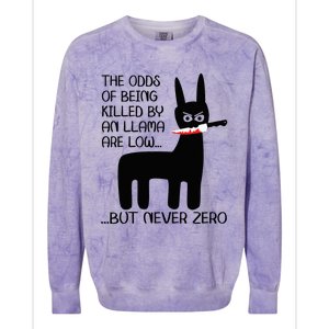 The odds of being killed by an llama are low but never zero Colorblast Crewneck Sweatshirt