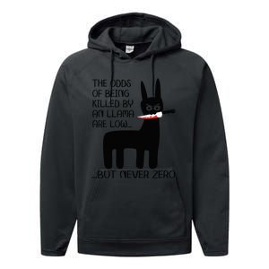 The odds of being killed by an llama are low but never zero Performance Fleece Hoodie