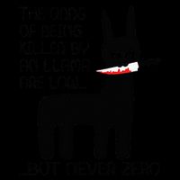 The odds of being killed by an llama are low but never zero Drawstring Bag