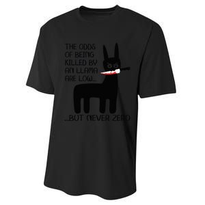 The odds of being killed by an llama are low but never zero Performance Sprint T-Shirt