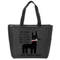 The odds of being killed by an llama are low but never zero Zip Tote Bag