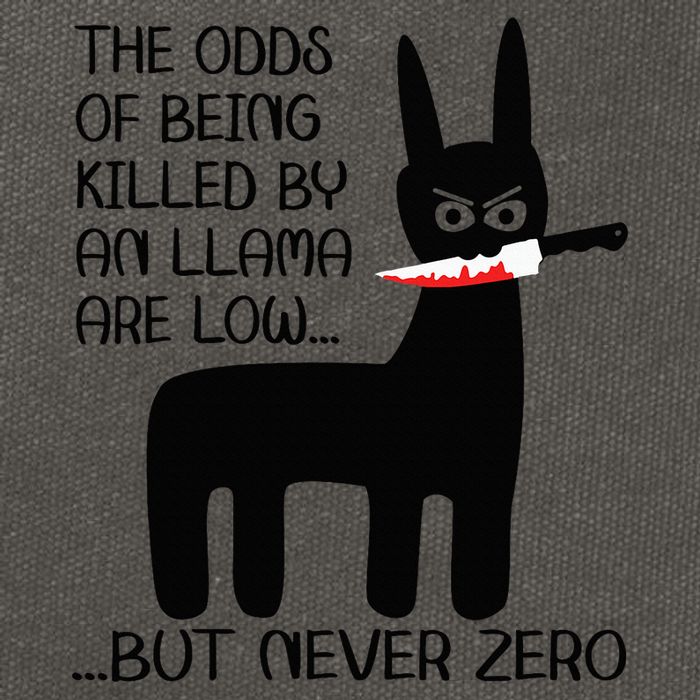 The odds of being killed by an llama are low but never zero Cotton Canvas Backpack