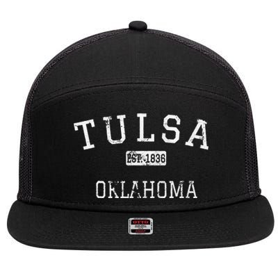 Tulsa Oklahoma OK Vintage 7 Panel Mesh Trucker Snapback Hat