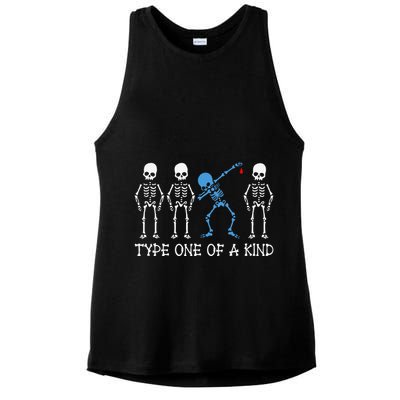 Type One Of A Kind Type 1 Diabetes Awareness Skeleton Ladies PosiCharge Tri-Blend Wicking Tank