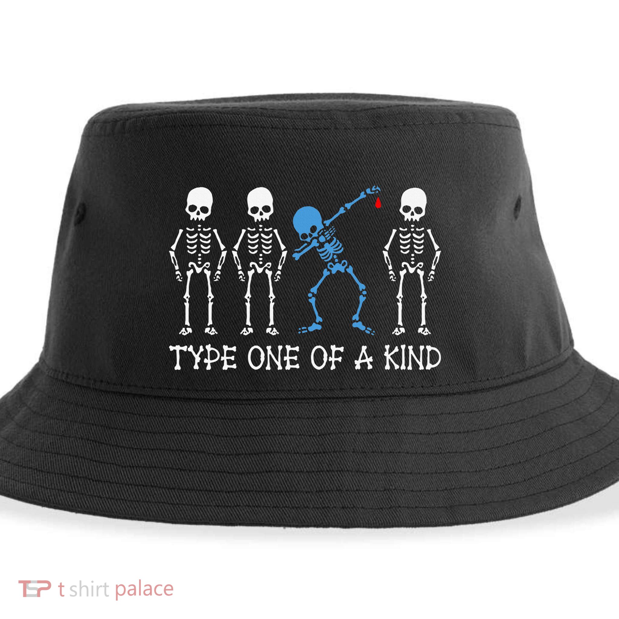 Type One Of A Kind Type 1 Diabetes Awareness Skeleton Sustainable Bucket Hat