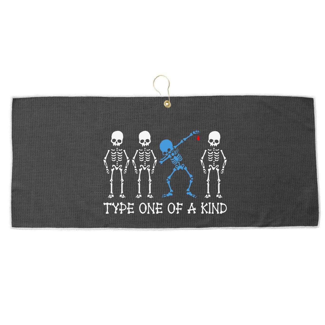 Type One Of A Kind Type 1 Diabetes Awareness Skeleton Large Microfiber Waffle Golf Towel