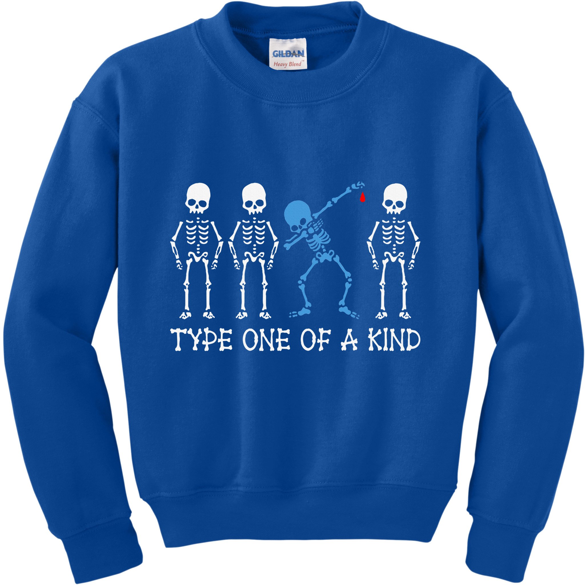 Type One Of A Kind Type 1 Diabetes Awareness Skeleton Kids Sweatshirt