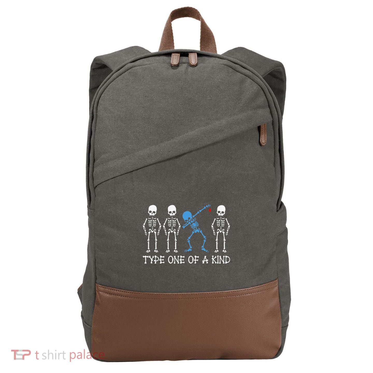 Type One Of A Kind Type 1 Diabetes Awareness Skeleton Cotton Canvas Backpack