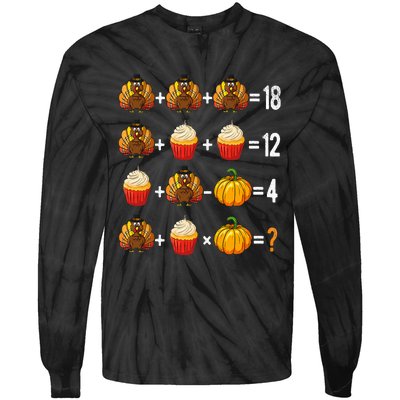 Thanksgiving Order Of Operations Quiz Math Teacher Turkey Tie-Dye Long Sleeve Shirt