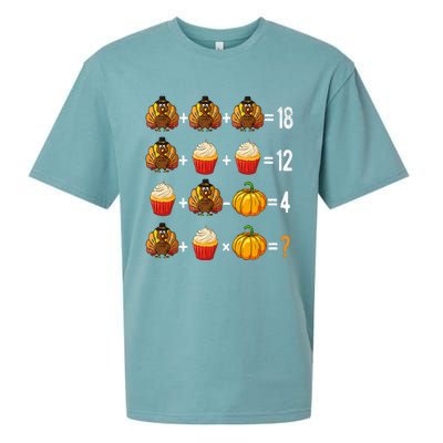 Thanksgiving Order Of Operations Quiz Math Teacher Turkey Sueded Cloud Jersey T-Shirt