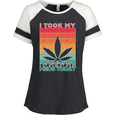 Took My Meds Today Medical Marijuana Enza Ladies Jersey Colorblock Tee