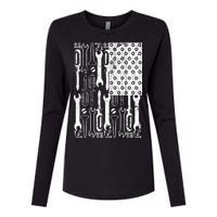 Tool American flag Mechanic Womens Cotton Relaxed Long Sleeve T-Shirt