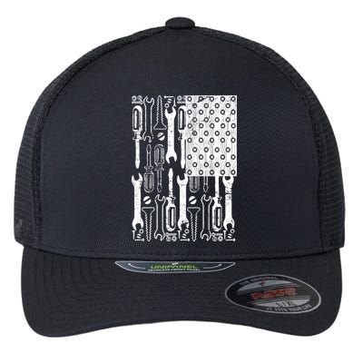 Tool American flag Mechanic Flexfit Unipanel Trucker Cap