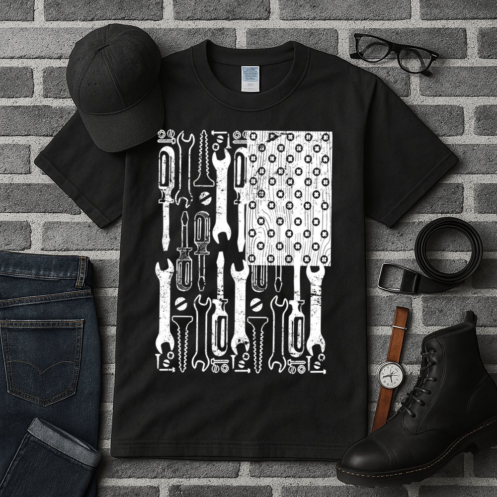 Tool American flag Mechanic Tall T-Shirt