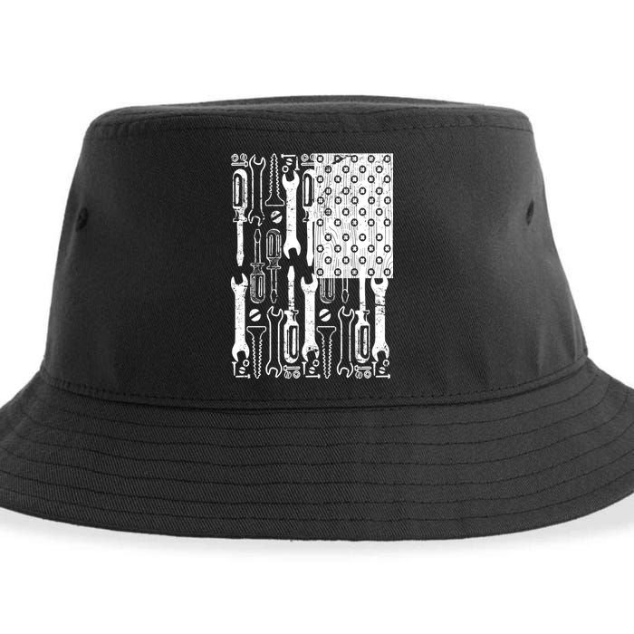 Tool American flag Mechanic Sustainable Bucket Hat