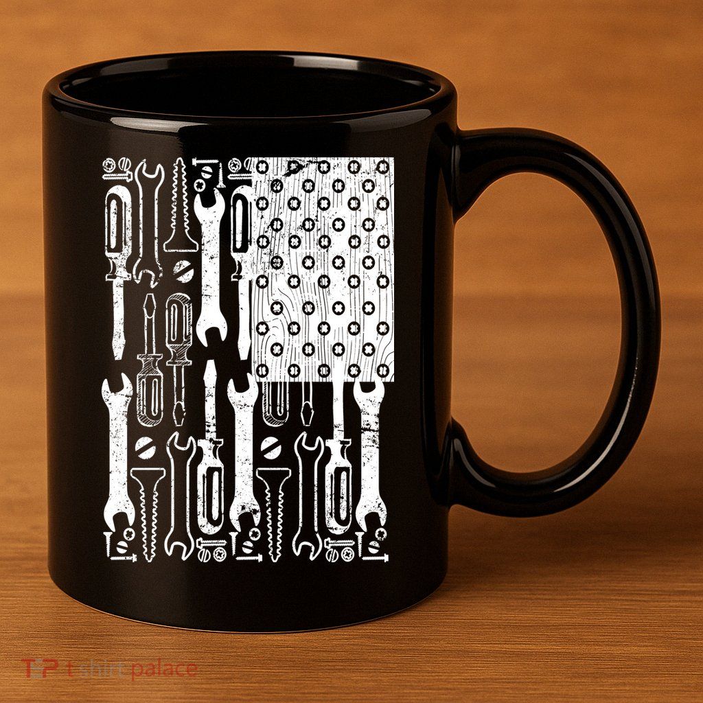 Tool American flag Mechanic 11oz C Handle Ceramic Mug