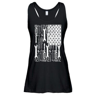 Tool American flag Mechanic Ladies Essential Flowy Tank