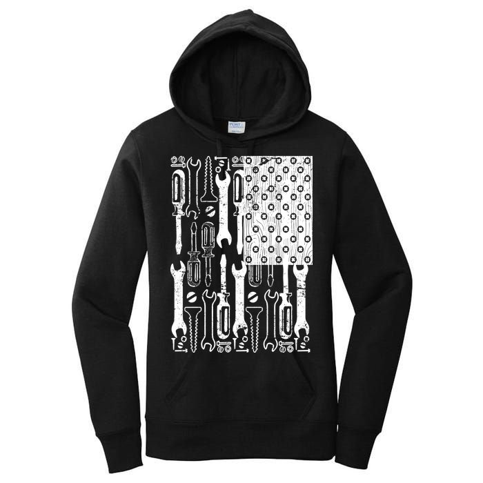 Tool American flag Mechanic Women's Pullover Hoodie