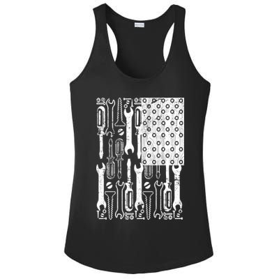 Tool American flag Mechanic Ladies PosiCharge Competitor Racerback Tank