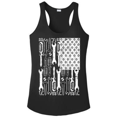 Tool American flag Mechanic Ladies PosiCharge Competitor Racerback Tank