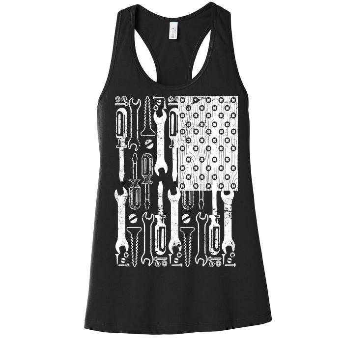 Tool American flag Mechanic Women's Racerback Tank